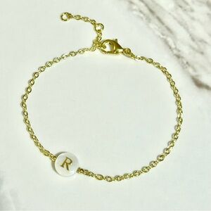Handmade Custom Initial Pearl & Chain Bracelet